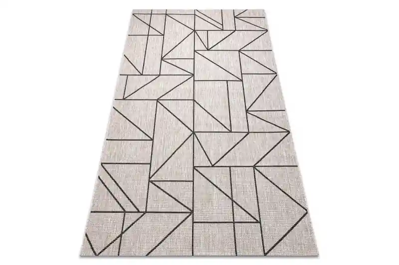 Expresní Doručení Koberec SIZAL FLOORLUX 20605 geometrický trojúhelník - stříbrný / černý