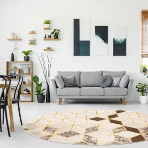 Koberec MEFE kruh B400 Kostka, geometrický 3D - krém / béž Dokud Zásoby Vydrží