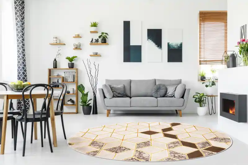 Koberec MEFE kruh B400 Kostka, geometrický 3D - krém / béž Dokud Zásoby Vydrží