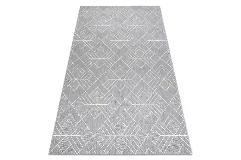 Nová Kolekce Koberec šňůrkový SIZAL FLAT 48731637 čtverce, Romby, geometrický - šedý / krém