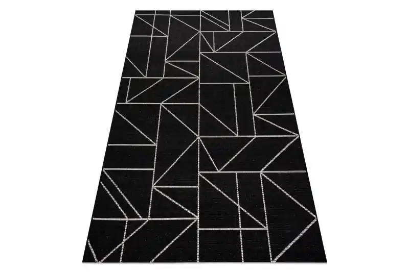 Koberec SIZAL FLOORLUX 20605 geometrický - černý / stříbrný Dokud Zásoby Vydrží