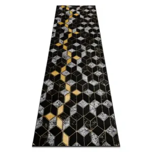 Jen Po Omezenou Doba Koberec / Běhoun GLOSS 400B 86 glamour, art deco, 3D geometrický - černý / zlatý