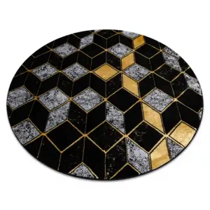 Koberec GLOSS 400B 86 kruh glamour, art deco, 3D geometrický - černý / zlatý Zlevněný