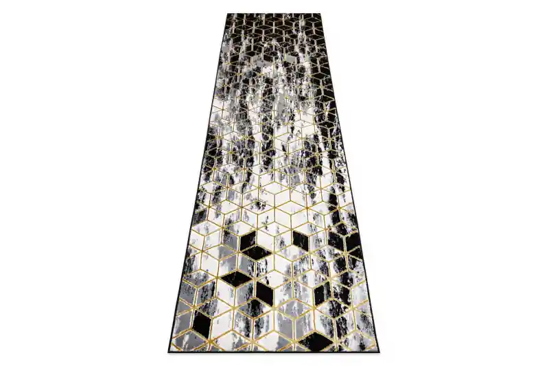 Cenový Hit Koberec / Běhoun GLOSS 409A 82 glamour, art deco černý / šedý / zlatý