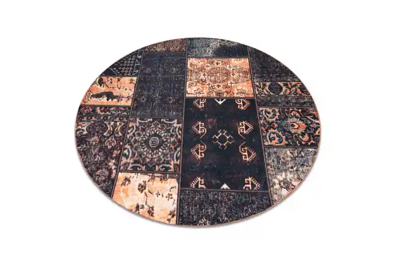 Top Prodej Koberec ANTIKA Ancient Chocolate patchwork černý / terakota
