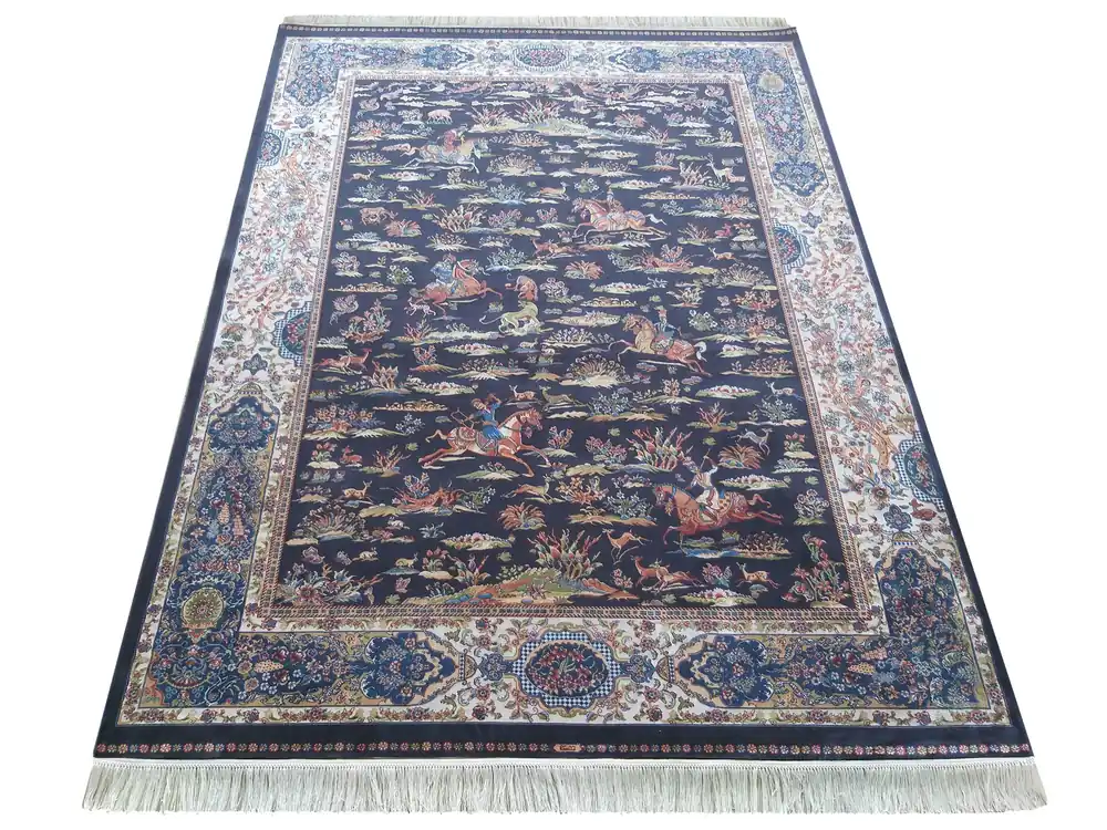 Koberec Exkluzivní Qum Silk 10 modrý Vysoce Kvalitní