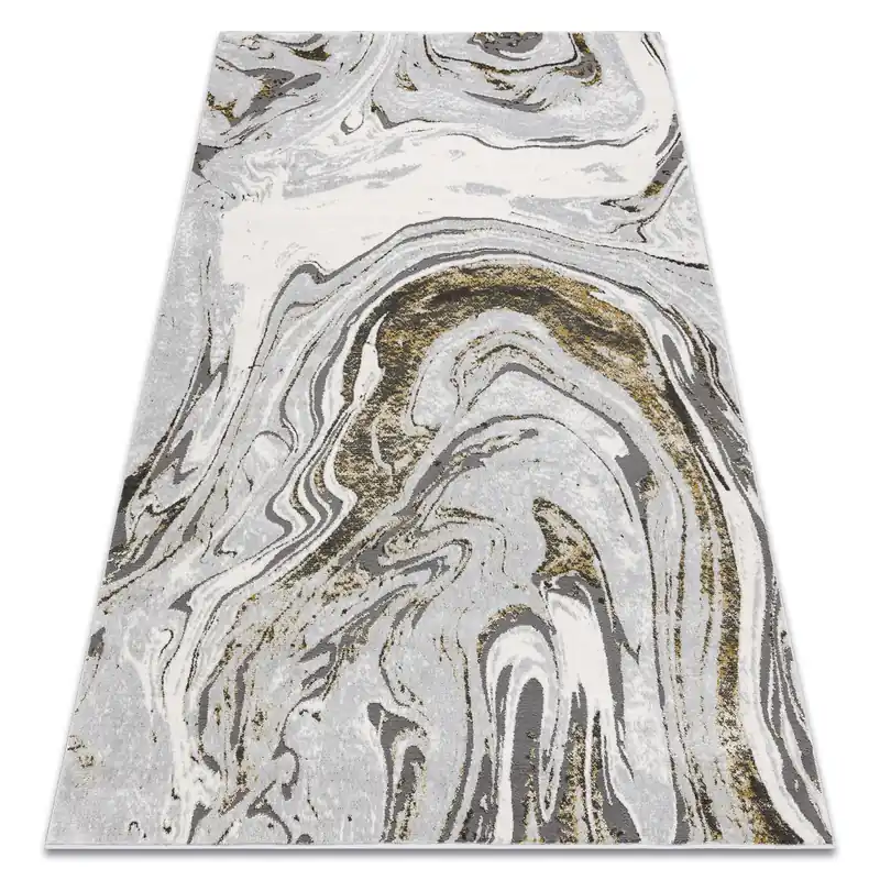 Oblíbený Koberec LIRA E1686 Abstrakce, strukturální, glamour - šedý / zlatý