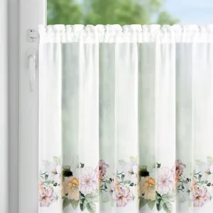 Objednat Nyní Hotová záclona FLOWERY bílá / fialová - s tunelem
