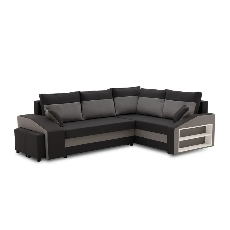 Oblíbený Rohová rozkládací sedačka GRANDE Comfort tmavě šedá / černá