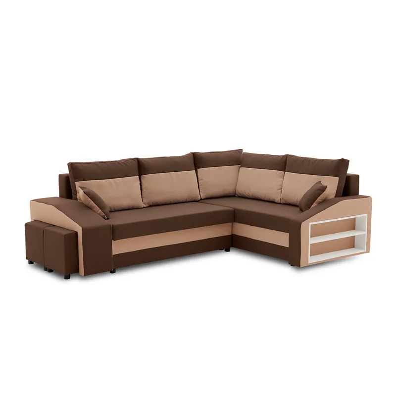 Rohová rozkládací sedačka GRANDE Comfort hnědá / cappuccino Vysoce Kvalitní