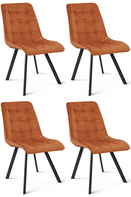 Set čtyř jídelních židlí CIEZA sametové, měděné / černé nohy (4 ks) Akce
