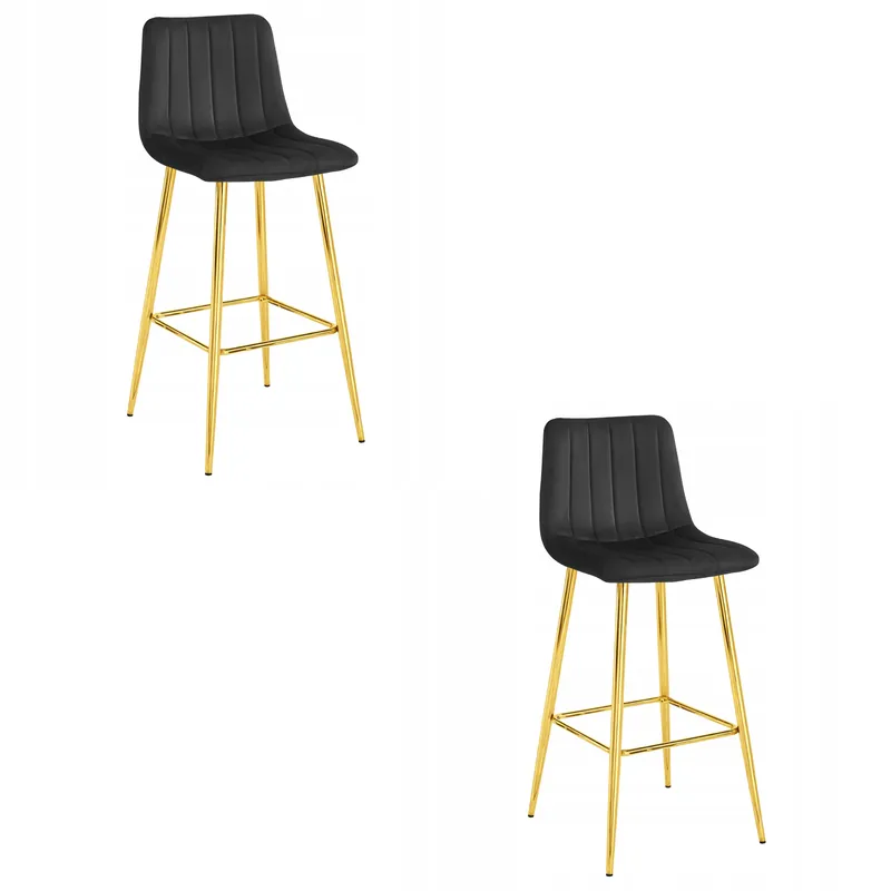 Set dvou barových židlí POZZA sametové, černé / zlaté nohy (2 ks) Kup Teď
