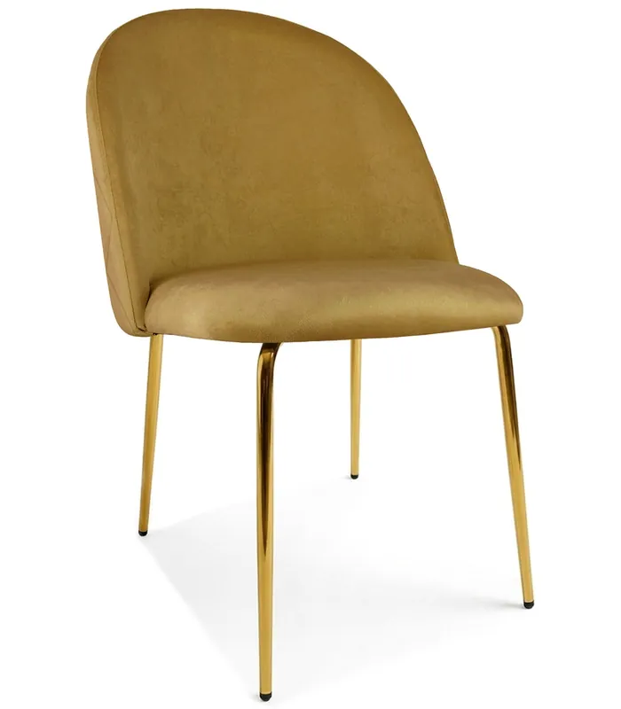 Jídelní židle INCA sametová, žlutá / zlaté nohy Vysoce Kvalitní