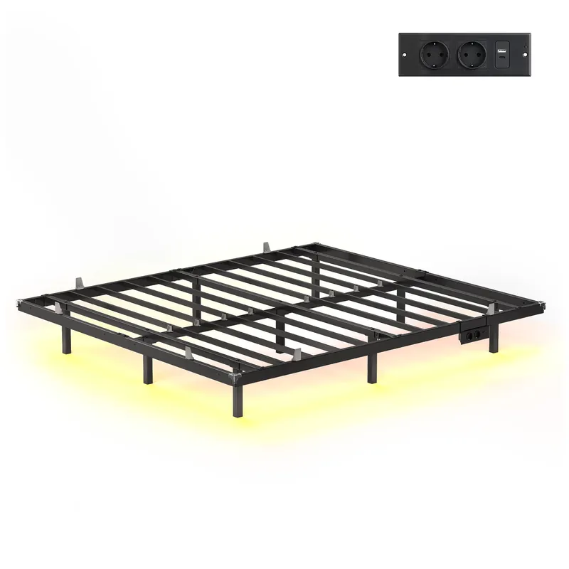 Ihned K Objednání Kovová manželská postel s LED podsvícením 160x200 cm RMBB35175B101