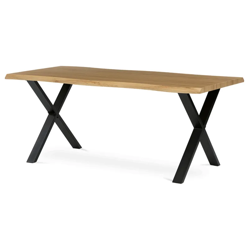 Levný Jídelní stůl 180x90 cm HT-F4318 OAK divoký dub / černé nohy