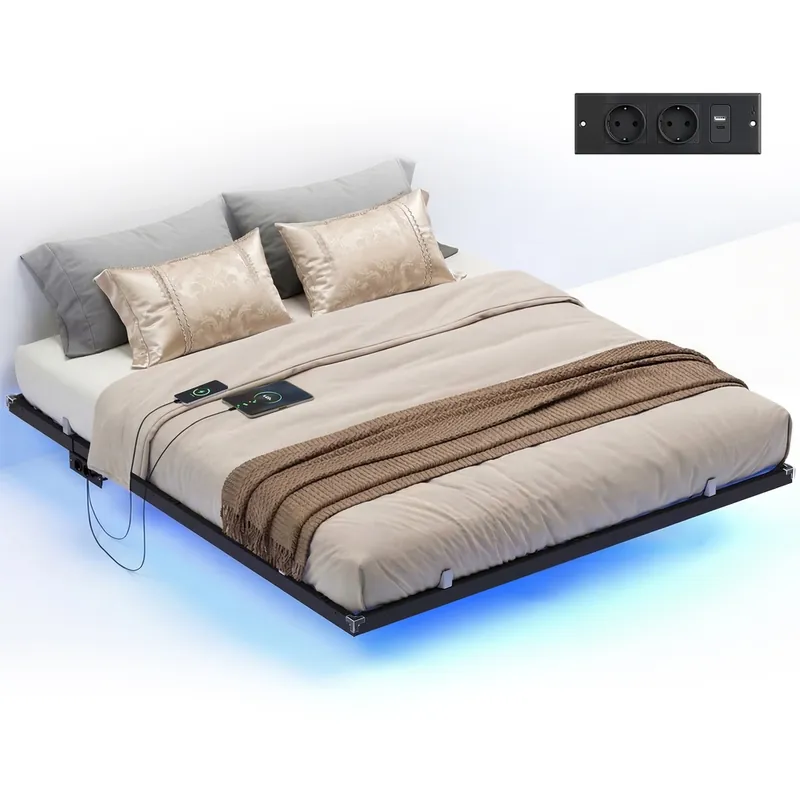 Kovová manželská postel s LED podsvícením 180 cm RMB178B101 Akce