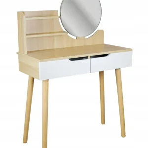 Značkový Toaletní stolek SCANDI 2 se zrcadlem naturální / bílý