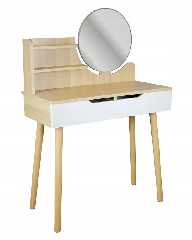 Značkový Toaletní stolek SCANDI 2 se zrcadlem naturální / bílý
