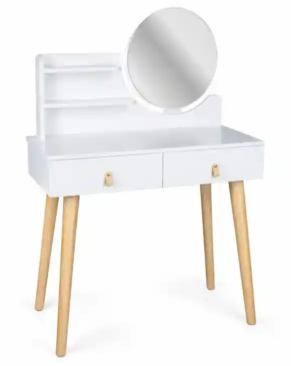 Toaletní stolek SCANDI 3 se zrcadlem bílý / naturální Must-Have