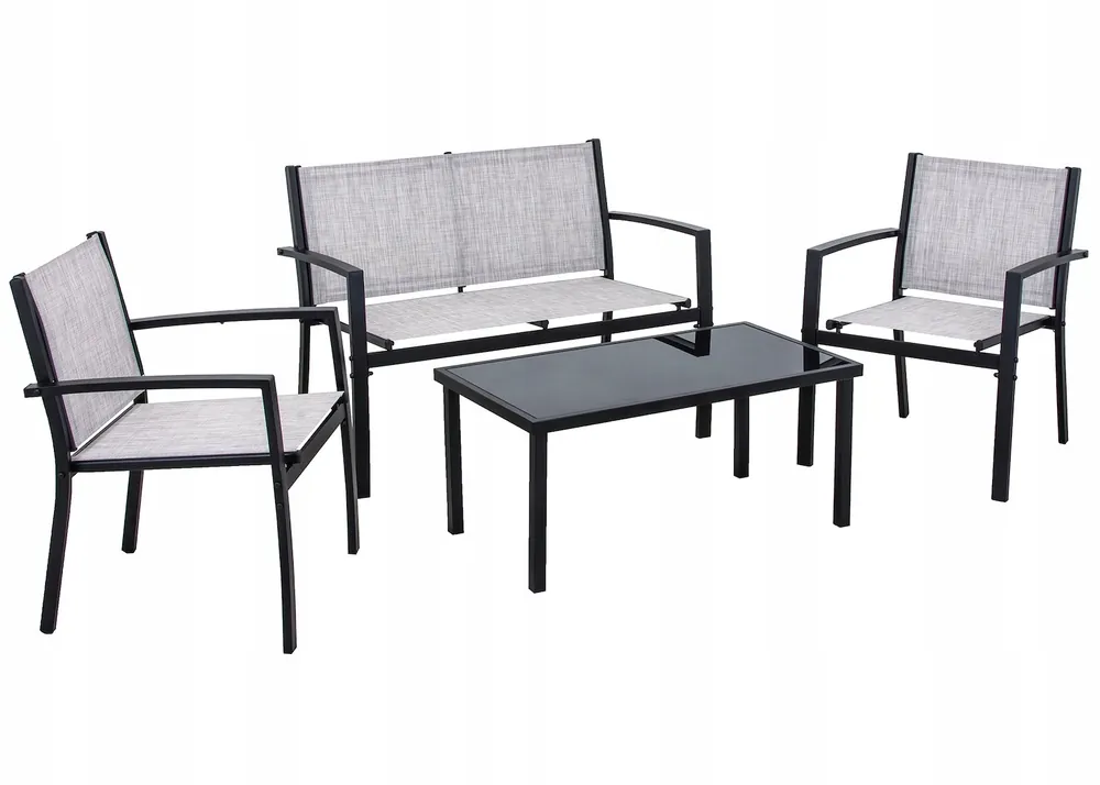Set zahradního nábytku MIRENA černý / šedý Akční Cena