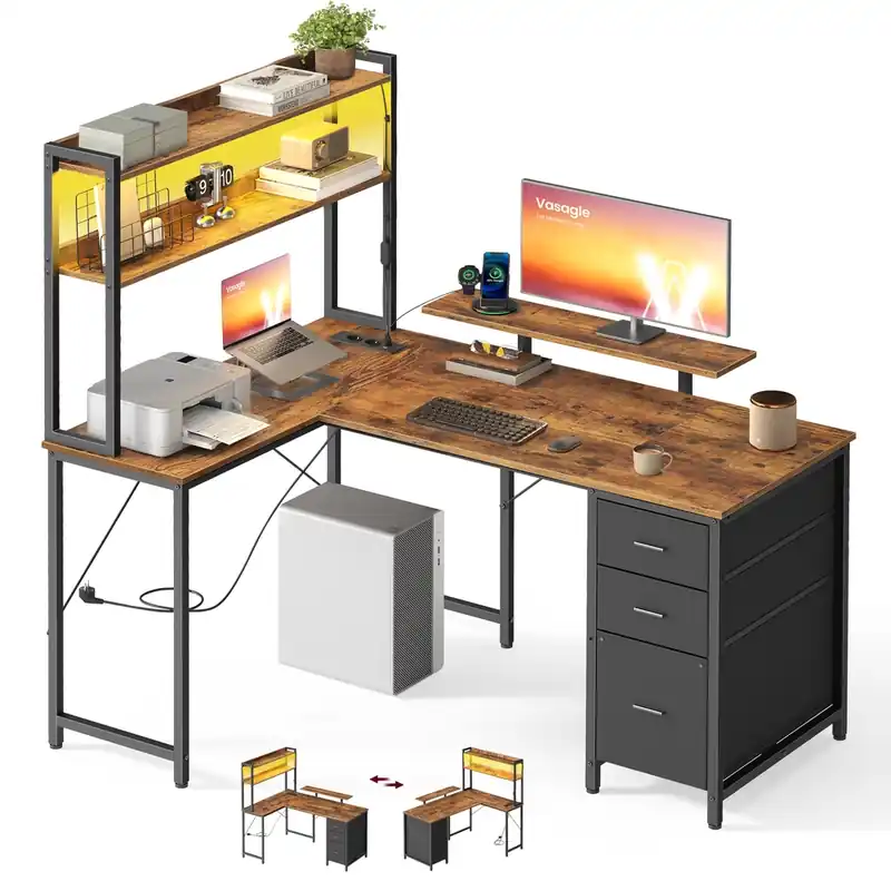 Rohový pracovní stůl s LED diodou LWD162K101 Pouze Dnes