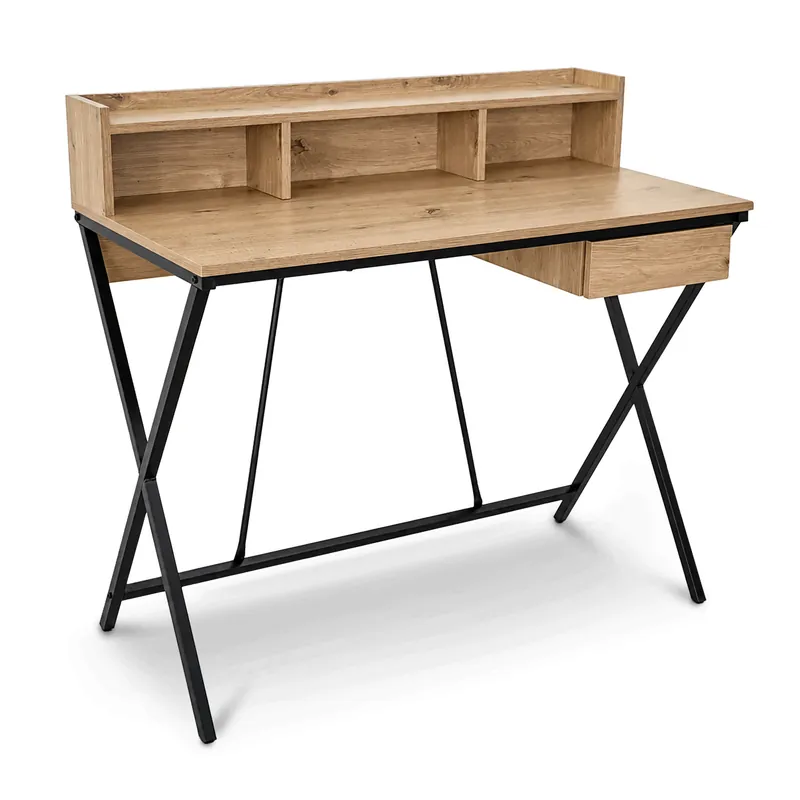 Kancelářský industriální stůl FLEXO dub Artisan / černé nohy Akční Nabídka