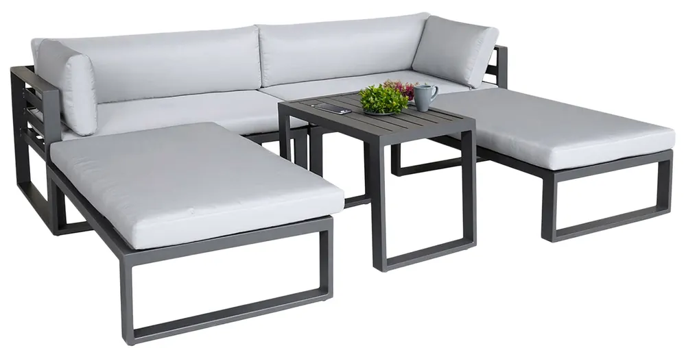 Set zahradního nábytku SANTO šedý / černý Nejprodávanější