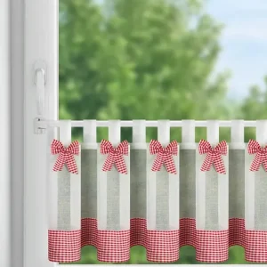 Hotová záclona POLINA bílá / červená - na průchodkách Víkendová Akce