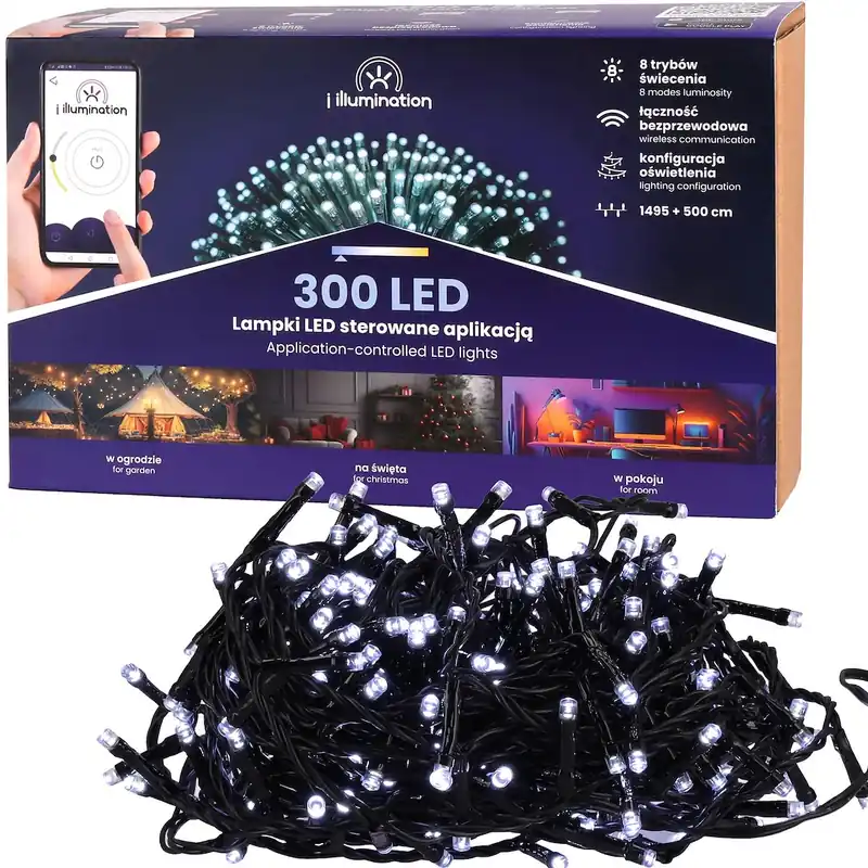 Top Prodej Venkovní LED světélka SMART 300 LED studená bílá