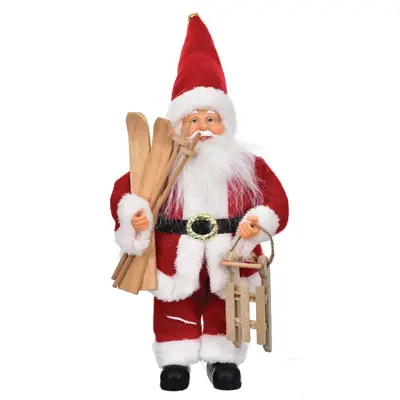 Ihned K Objednání Vánoční dekorace Santa Claus se sáňkami a lyžemi červená 30 cm
