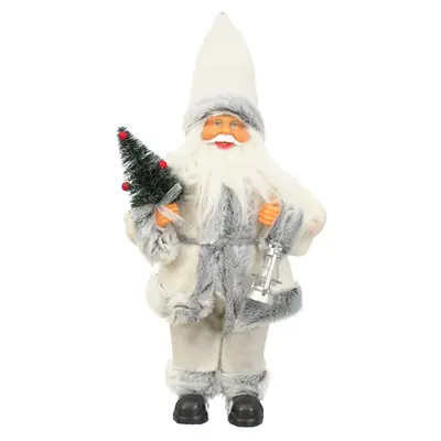 Zlevněný Vánoční dekorace Santa Claus s lucernou bílá / šedá 30 cm