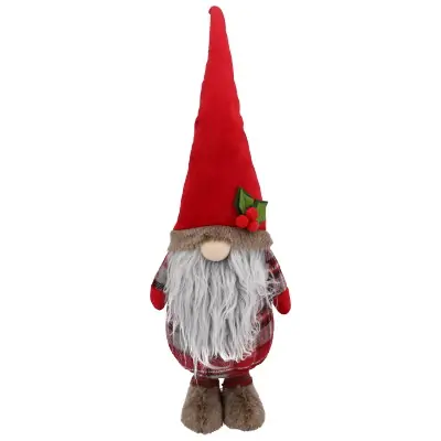 Vánoční dekorace skřítek s ozdobou červená / šedá 66 cm Koupit Online