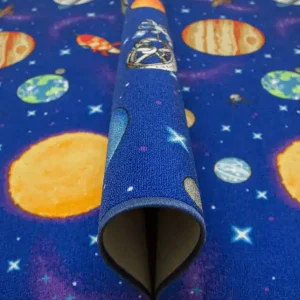 Ověřený Dětský metážový koberec Galaxy planety, rakety