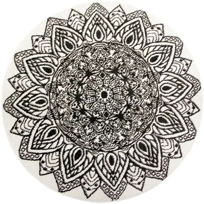Nejlepší Volba Koberec Lima G754A mandala, bílý / černý kruh