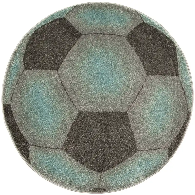 Rychlé Dodání Koberec Lima G758A Football, grafitový / tyrkysový kruh