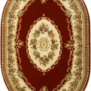 Koberec Super Rose 1898A ornament / květinový, červený / krémový ovál Hit Sezóny