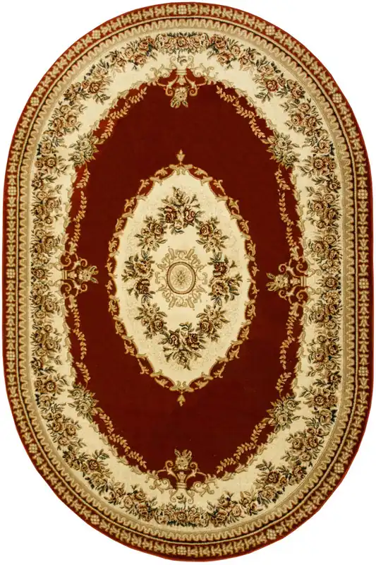 Koberec Super Rose 1898A ornament / květinový, červený / krémový ovál Hit Sezóny