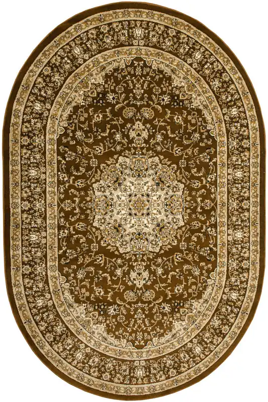 Koberec Super Rose 3619A Ornament, hnědý / béžový / krémový ovál Omezená Nabídka