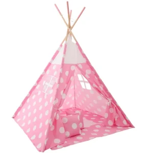 Dětský stan Tipi 4 DOTS - růžový/bílý Expresní Doručení