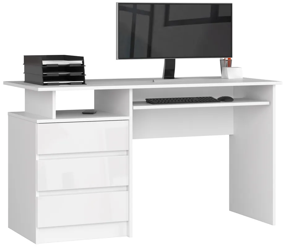 Kancelářský stůl CLP 135 cm bílý / bílý lesk Víkendová Akce