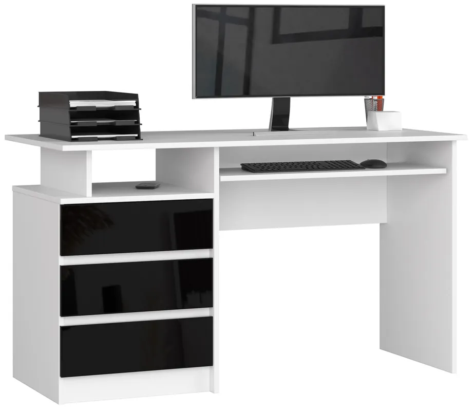 Akce Kancelářský stůl CLP 135 cm bílý / černý lesk