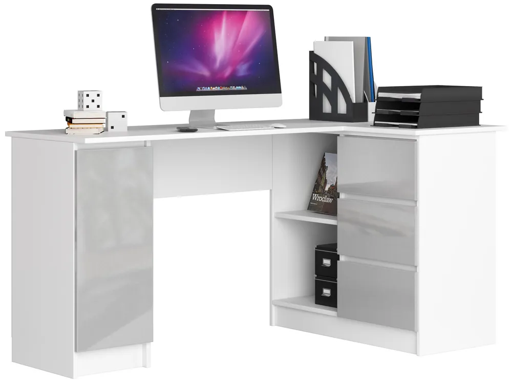 Akce Rohový kancelářský stůl B20 155 cm pravý, metalický lesk