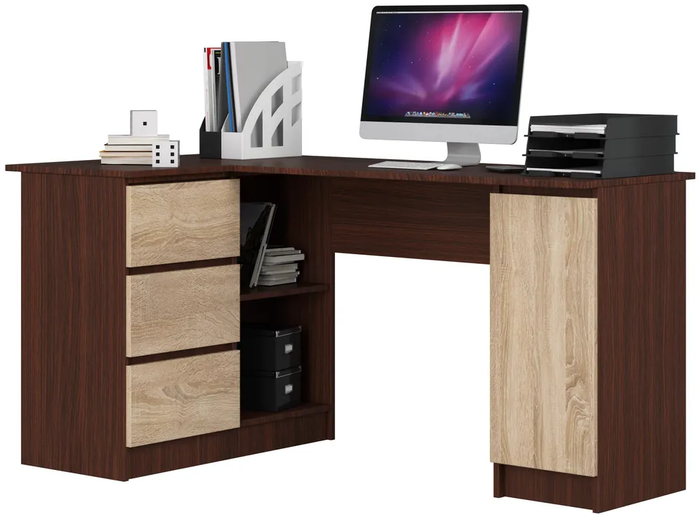Rohový kancelářský stůl B20 CLP levostranný, wenge/sonoma Sezónní Sleva