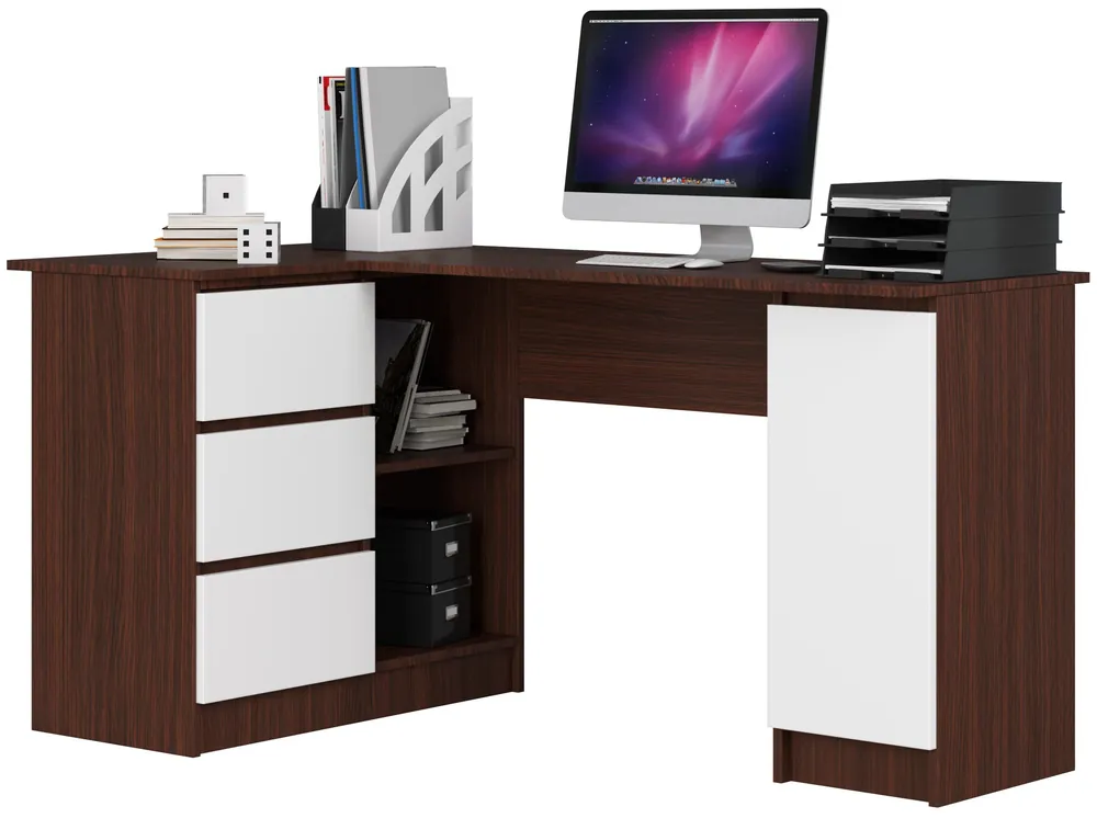Rohový kancelářský stůl B20 CLP levostranný, wenge/bílý Akce