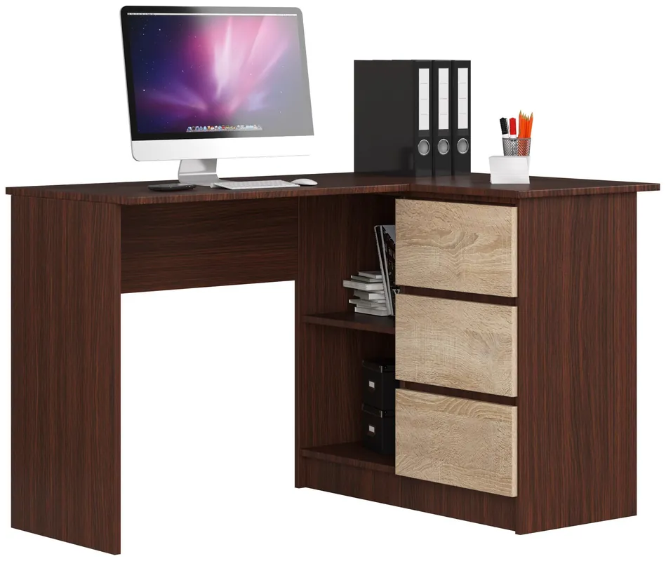 Přímo Od Výrobce Rohový kancelářský stůl B16 CLP pravostranný, wenge/sonoma