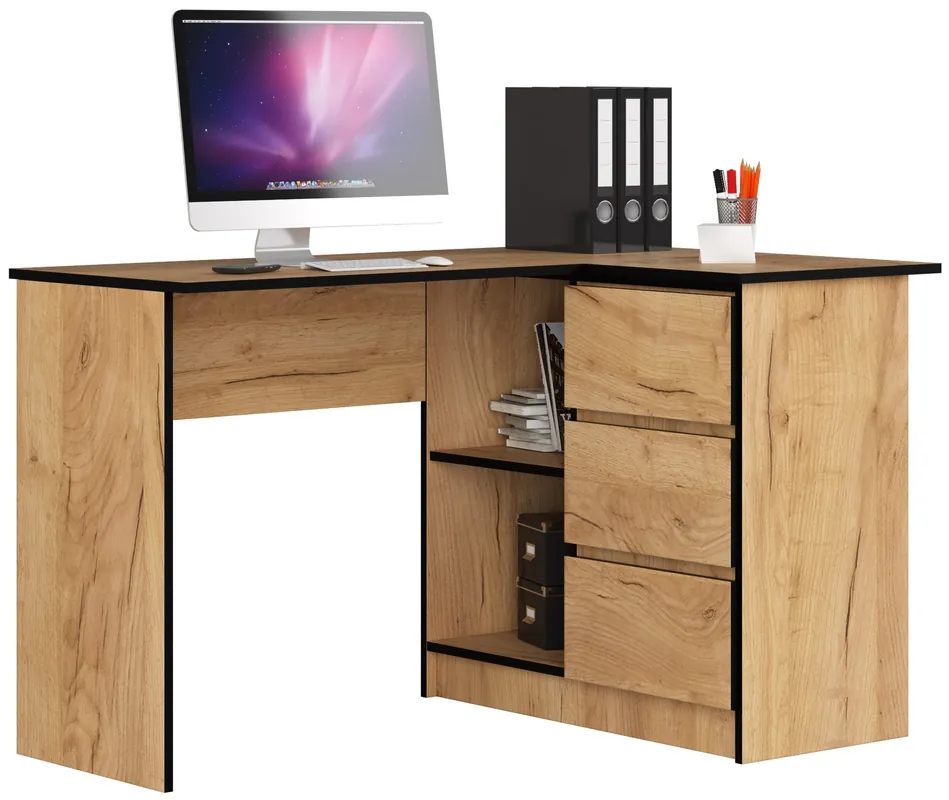 Rohový kancelářský stůl B16 124 cm pravostranný, dub craft Super Cena