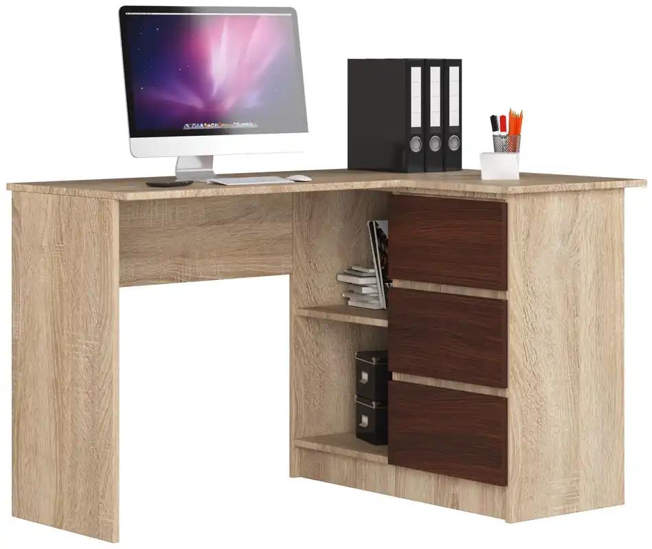 Rohový kancelářský stůl B16 CLP pravý, sonoma/wenge Sleva
