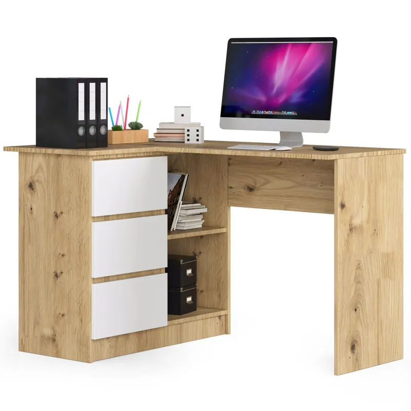 Rohový kancelářský stůl B16 CLP levý, dub artisan / bílý Kup Teď