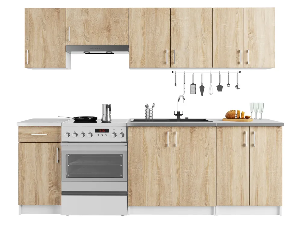 Expresní Doručení Kuchyňská linka LIMA 2.4 m bílá / dub sonoma