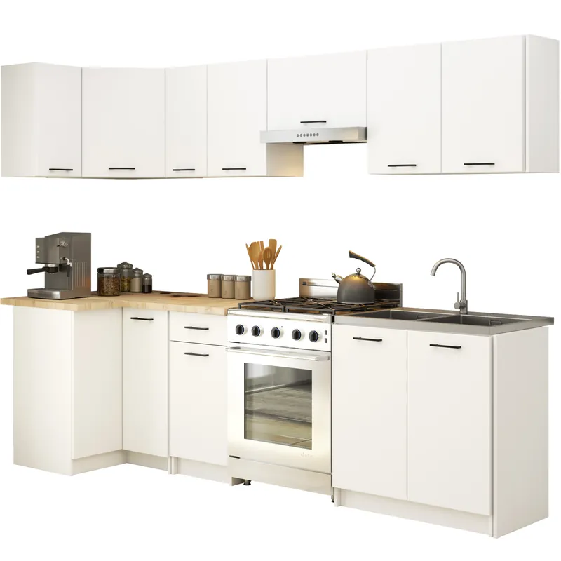 Omezená Nabídka Rohová kuchyňská linka OLIWIA 3 m bílá